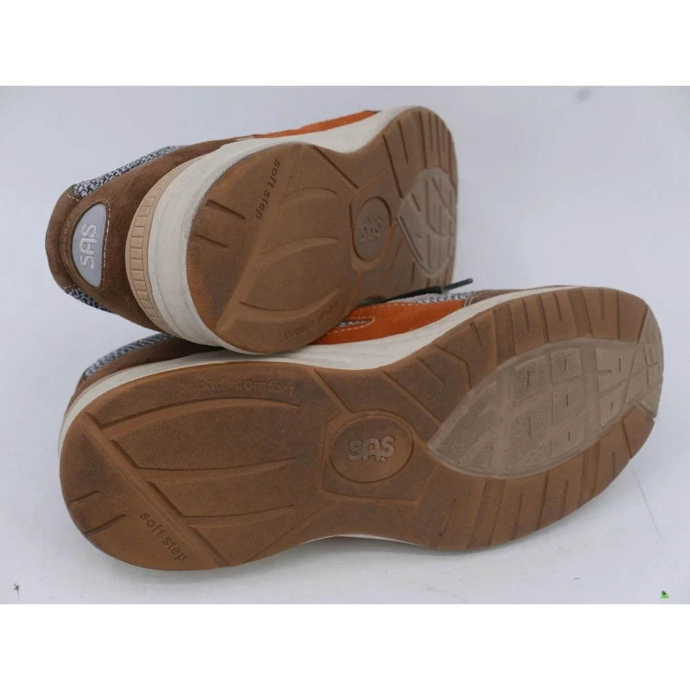 SAS Journey Mesh LT Lace Up Sneakers Brown Suede Knit Casual Men's Size 12 EE